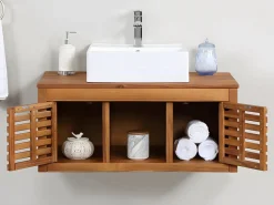 Best Mueble simple lavabo de madera de acacia - Mueble de baño - 90 cm - PENEBEL Mueble De Baño Simple
