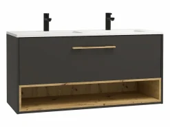 Discount Vente-unique Mueble suspendido antracita con lavabo encastrable para el cuarto de baño, 120 cm, YANGRA Gris antracita