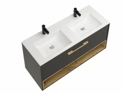 Discount Vente-unique Mueble suspendido antracita con lavabo encastrable para el cuarto de baño, 120 cm, YANGRA Gris antracita