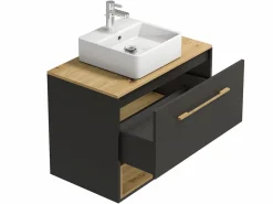 Vente-unique Mueble suspendido antracita con lavabo a instalar para el cuarto de baño - 80 cm - YANGRA