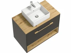 Vente-unique Mueble suspendido antracita con lavabo a instalar para el cuarto de baño - 80 cm - YANGRA