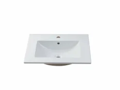 Vente-unique Mueble suspendido con lavabo encastrable, color natural y blanco, 60 cm, ARUBA