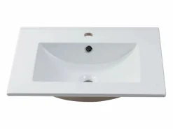 Discount Vente-unique Mueble suspendido con lavabo encastrado, natural claro y negro, 60 cm, MADELA Negro / Color natural claro