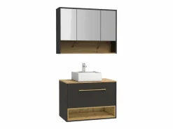 Vente-unique Mueble suspendido con lavabo a instalar y armario de pared, , L80 cm, YANGRA
