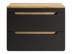 Vente-unique Mueble suspendido con tablero para lavabo, 80 cm, natural claro y antracita, ARUBA
