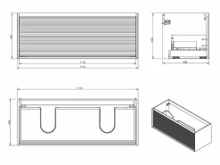 Vente-unique Mueble suspendido estriado con lavabo y grifo - Natural oscuro y negro - 120 cm - BANIVA