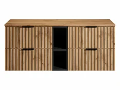 Vente-unique Mueble suspendido para lavabo y estantes - Natural claro - An140 cm - MADELA