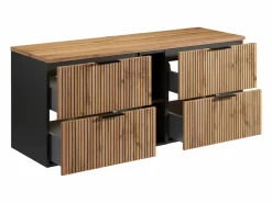 Vente-unique Mueble suspendido para lavabo y estantes - Natural claro - An140 cm - MADELA
