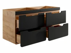 Vente-unique Mueble suspendido para lavabo en colores naturales y antracita, L120 cm, ARUBA