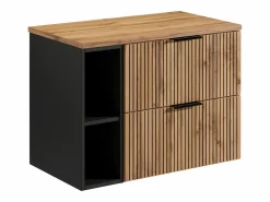 Discount Mueble suspendido para lavabo con estantes - Natural claro - An80 cm - MADELA Mueble De Lavabo