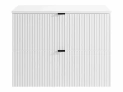 Discount Vente-unique Mueble suspendido para lavabo estriado y encimera, color , An80 cm, ZEVINI Blanco