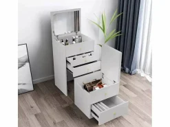 Hot LLB Mueble tocador maquillaje espejo mesilla ahorra espacio Deva Blanco