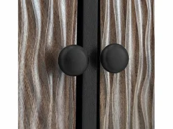 New ModernLuxe Mueble TV 180×38×50 cm - 2 puertas y 3 cajones - MDF + paneles de partículas - Negro + Natural Negro / Color natural claro