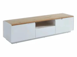 Outlet Vente-unique Mueble TV 2 puertas 1 cajón MDF lacado blanco y natural AMANI Color natural claro / Blanco