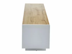 Outlet Vente-unique Mueble TV 2 puertas 1 cajón MDF lacado blanco y natural AMANI Color natural claro / Blanco