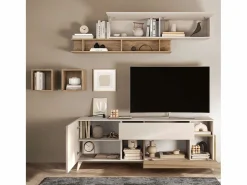 Online Calicosy Mueble TV 2 puertas, 1 cajón y 2 nichos L180 cm - MALA Crema