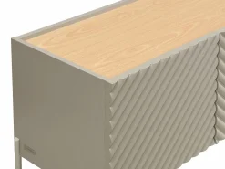 Sale Mueble TV 3 puertas y 2 huecos con LEDs en MDF - Beige y natural claro - TASIBA Mueble Tv