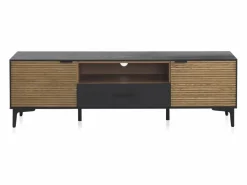Mueble TV chapado en madera de fresno color con puertas en natural