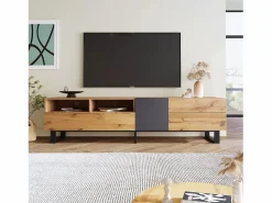 ModernLuxe Mueble TV 180cm - 2 cajones y 5 compartimentos - estilo industrial - Natural