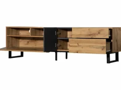 ModernLuxe Mueble TV 180cm - 2 cajones y 5 compartimentos - estilo industrial - Natural