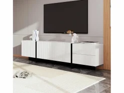 Clearance Mueble TV con 2 cajones y 3 puertas - 190 x 35 x 45 cm - Madera MDF y tableros de partículas - + negro Mueble Tv