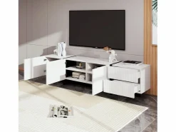 Clearance Mueble TV con 2 cajones y 3 puertas - 190 x 35 x 45 cm - Madera MDF y tableros de partículas - + negro Mueble Tv