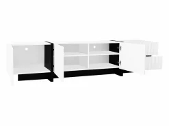 Clearance Mueble TV con 2 cajones y 3 puertas - 190 x 35 x 45 cm - Madera MDF y tableros de partículas - + negro Mueble Tv
