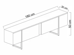 Vente-unique Mueble TV con 2 puertas - Marrón oscuro y dorado - ZIRELDA