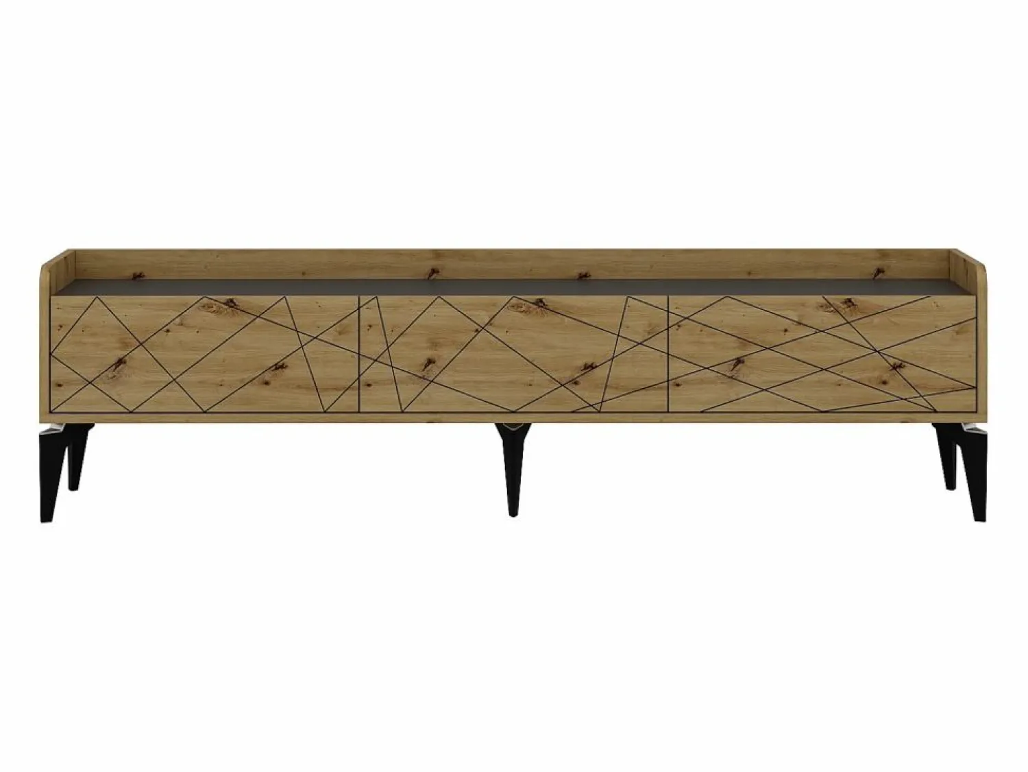 Best Mueble TV con 3 puertas - Natural y antracita - MONALIA Mueble Tv