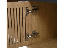 Hauss Spole Mueble TV con 4 puertas, 190 x 35 x 45 cm - Tapa negra - Color madera clara