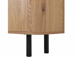 Hauss Spole Mueble TV con 4 puertas, 190 x 35 x 45 cm - Tapa negra - Color madera clara