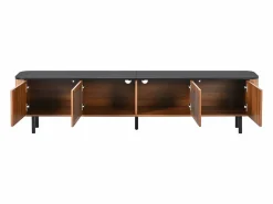 Hauss Spole Mueble TV con 4 puertas, 190 x 35 x 45 cm - Tapa negra - Color madera oscura