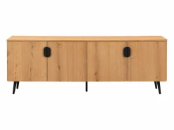 Sale Vente-unique Mueble TV con 4 puertas chapado en roble y acero - Natural claro y Negro - SINOLO Color natural claro