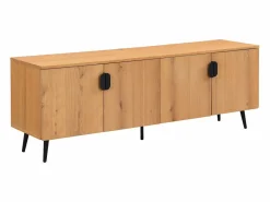 Sale Vente-unique Mueble TV con 4 puertas chapado en roble y acero - Natural claro y Negro - SINOLO Color natural claro