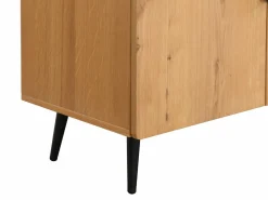 Sale Vente-unique Mueble TV con 4 puertas chapado en roble y acero - Natural claro y Negro - SINOLO Color natural claro