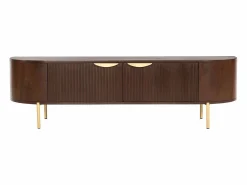 Best Maison Céphy Mueble TV con 2 puertas de madera de mango y metal - Natural y dorado - NEVILI Color natural oscuro / Dorado