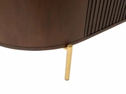 Best Maison Céphy Mueble TV con 2 puertas de madera de mango y metal - Natural y dorado - NEVILI Color natural oscuro / Dorado