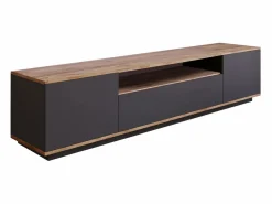 Vente-unique Mueble TV con 3 puertas y 1 hueco - Antracita y natural - LOTULA