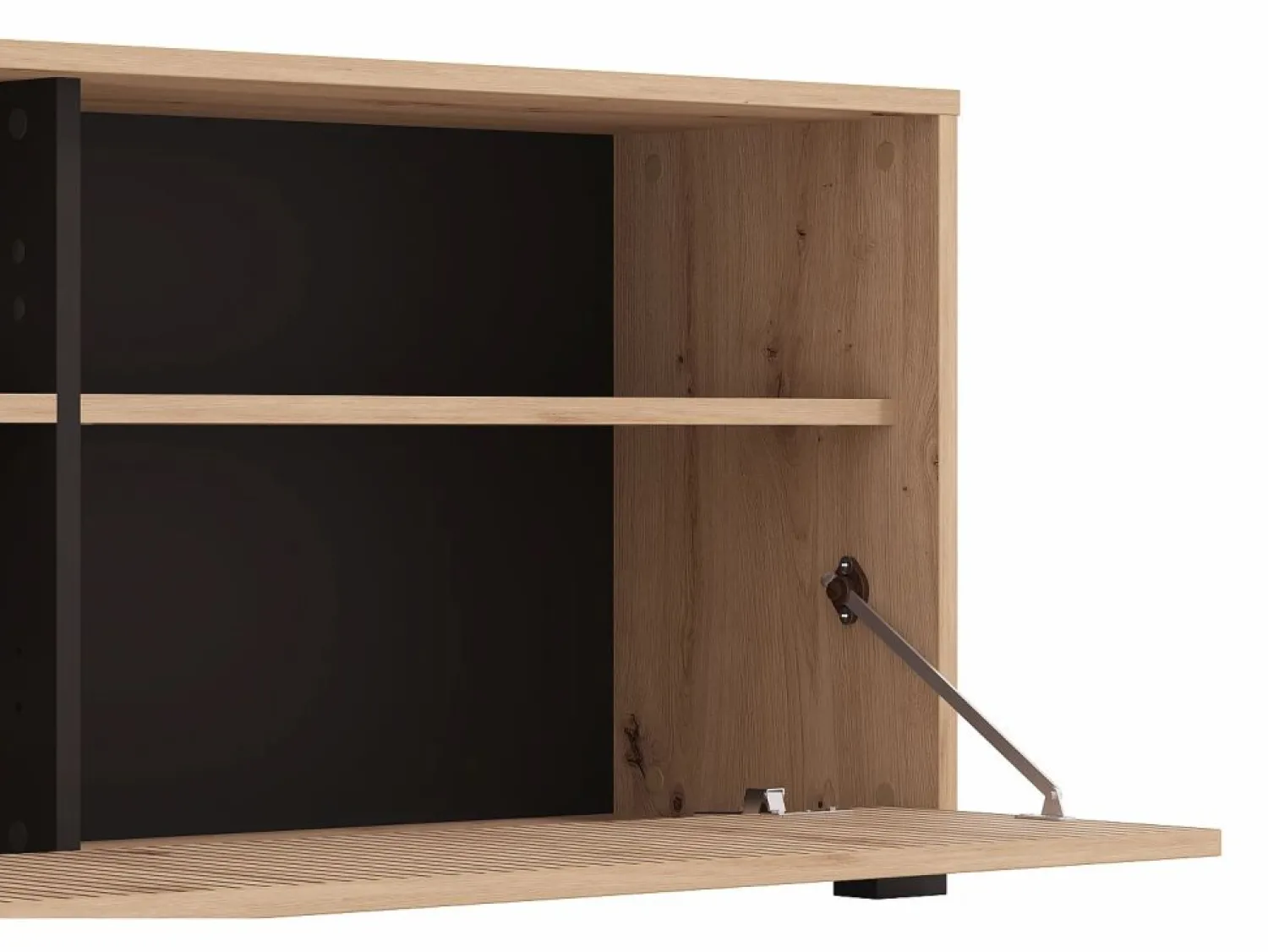 Hot Vente-unique Mueble TV con 3 puertas y 3 estantes - Natural claro y negro - BELUTZY Negro / Color natural claro