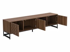 Mueble TV con 3 puertas y 2 estantes de MDF - Natural y negro - CARATANA Mueble Tv