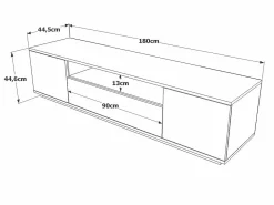Discount Mueble TV con 3 puertas y 1 hueco - Blanco y natural - LOTULA Mueble Tv