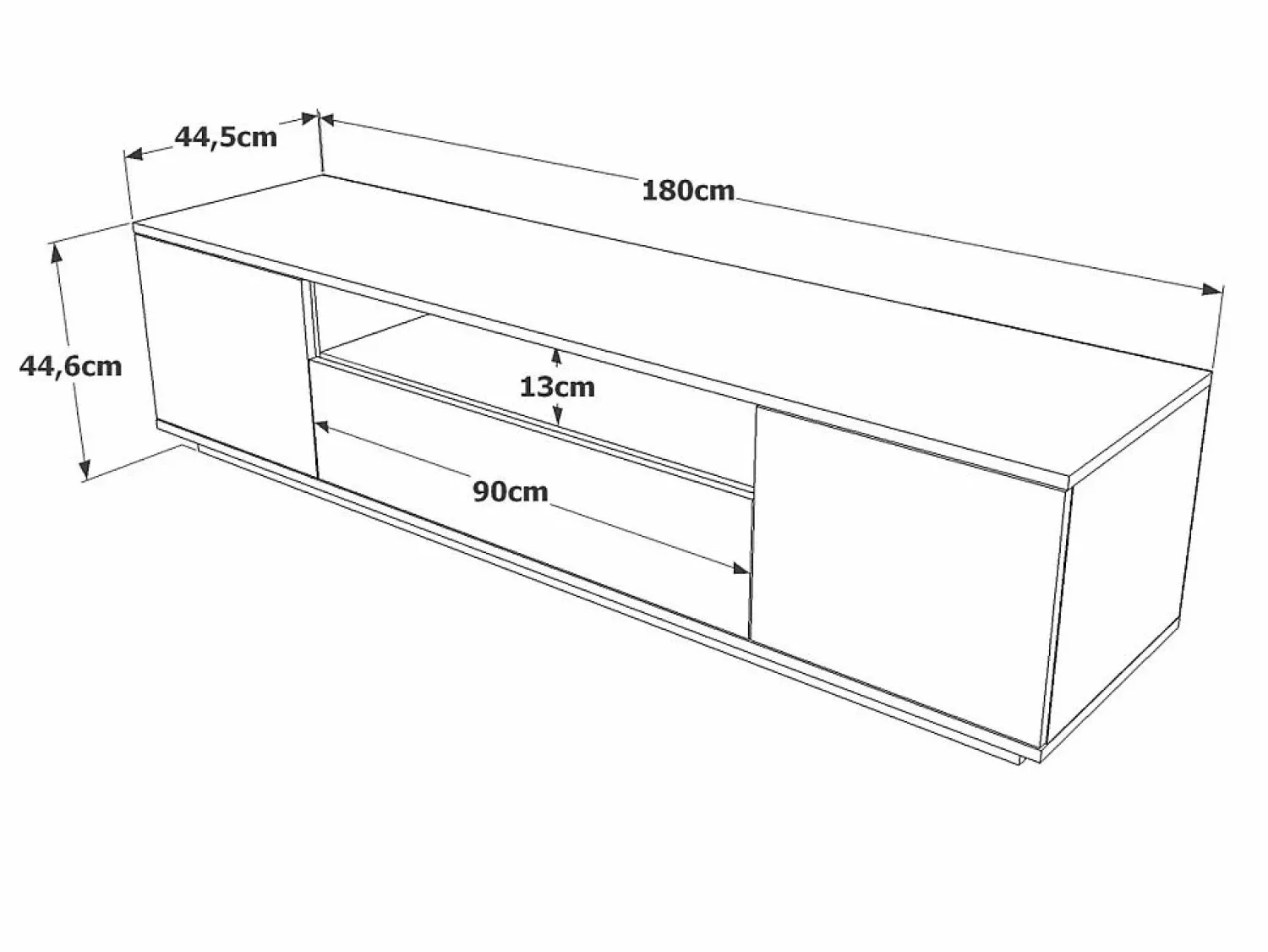 Discount Mueble TV con 3 puertas y 1 hueco - Blanco y natural - LOTULA Mueble Tv