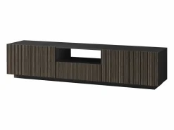 Mueble TV Coste con 4 puertas, 1 cajón y 1 compartimento, antracita/madera oscura, 220,1 x 43 x 46 cm Color natural oscuro