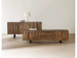 Sale Mueble TV de 2 puertas y 2 cajones de madera maciza de mango Mueble Tv