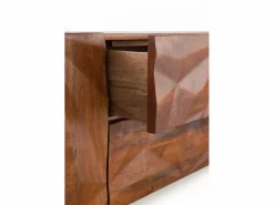 Discount Mueble TV de 2 puertas y 2 cajones en madera maciza de mango Mueble Tv