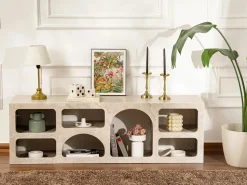 New Mueble TV de diseño con 7 huecos - Efecto mármol - LUELA Mueble Tv