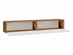 Vente-unique Mueble TV de pared con 2 puertas - Blanco y natural - AUBEPINA
