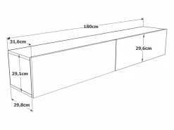 Vente-unique Mueble TV de pared con 2 puertas - Blanco y natural - AUBEPINA