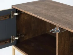 Clearance Giner y colomer Mueble tv en madera de mango y detalles dorados Marru00f3n