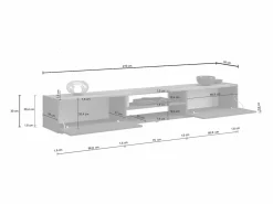 Hot Mueble TV Garda con 2 puertas y 1 estante central, color antracita mate y roble, 210 x 35 x 30 cm Gris antracita